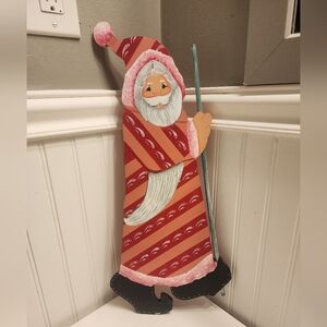 PINK Wooden Santa Claus Display